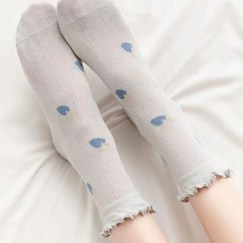 Soft Flower Ruffle Lace socks Cherry Love Printed Mesh Ankle Socks Lolita JK Summer Tube Socks Girl