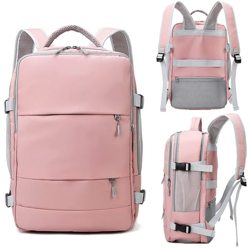 

Pink Women Travel Backpack Water Repellent Anti-Theft Stylish Casual Daypack Bag with Luggage Strap & USB Charging Port Backpack