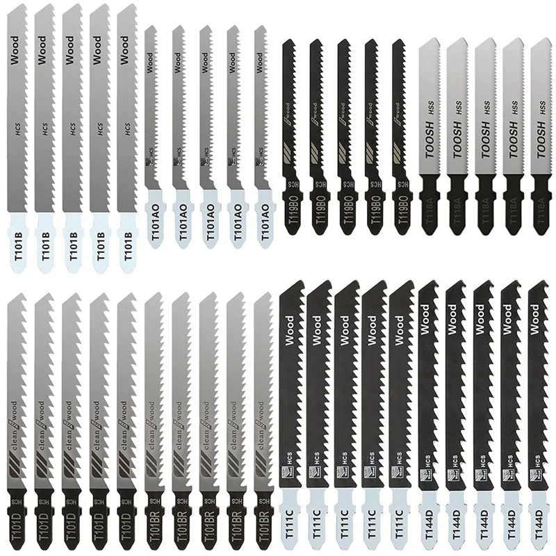 Hot 40Pcs Jigsaw Saws Blade Set, T Shank Woodworking Jig Saw Blades For Wood Plastic And Metal Cutting,Replace Jig Saw Blade