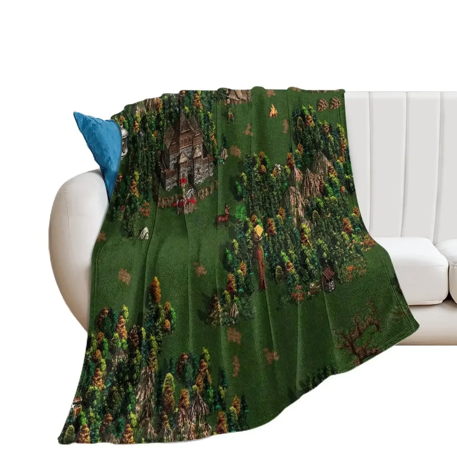 Heroes of Might and Magic III Upscaled screenshot Throw Blanket Soft Beds Flannel Fabric Blankets