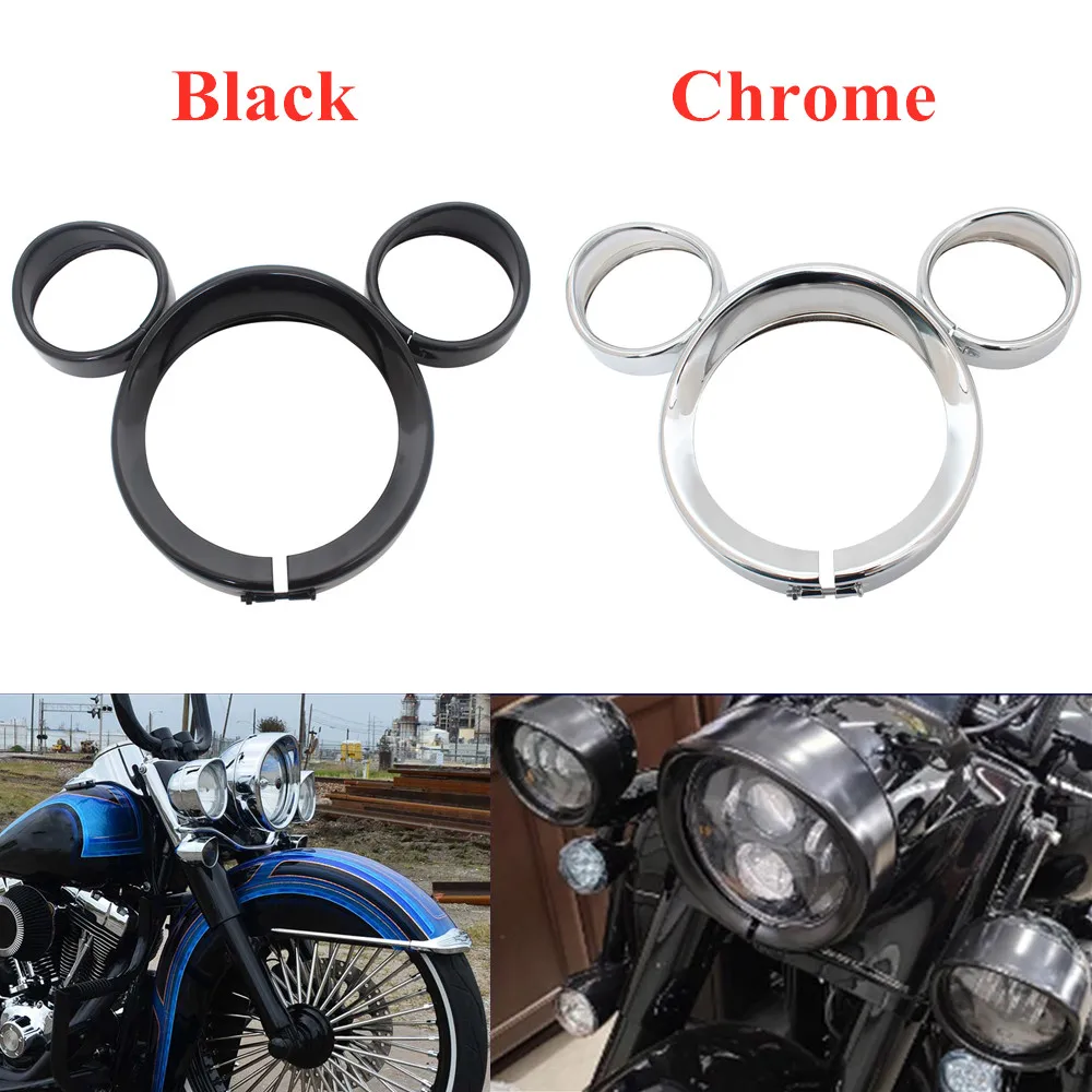 

Motorcycle 7 inch Headlight Trim Ring 4.5 inch Passing Fog Light Bezel Visor Trim For Harley Touring Road King Electra Glide FLD