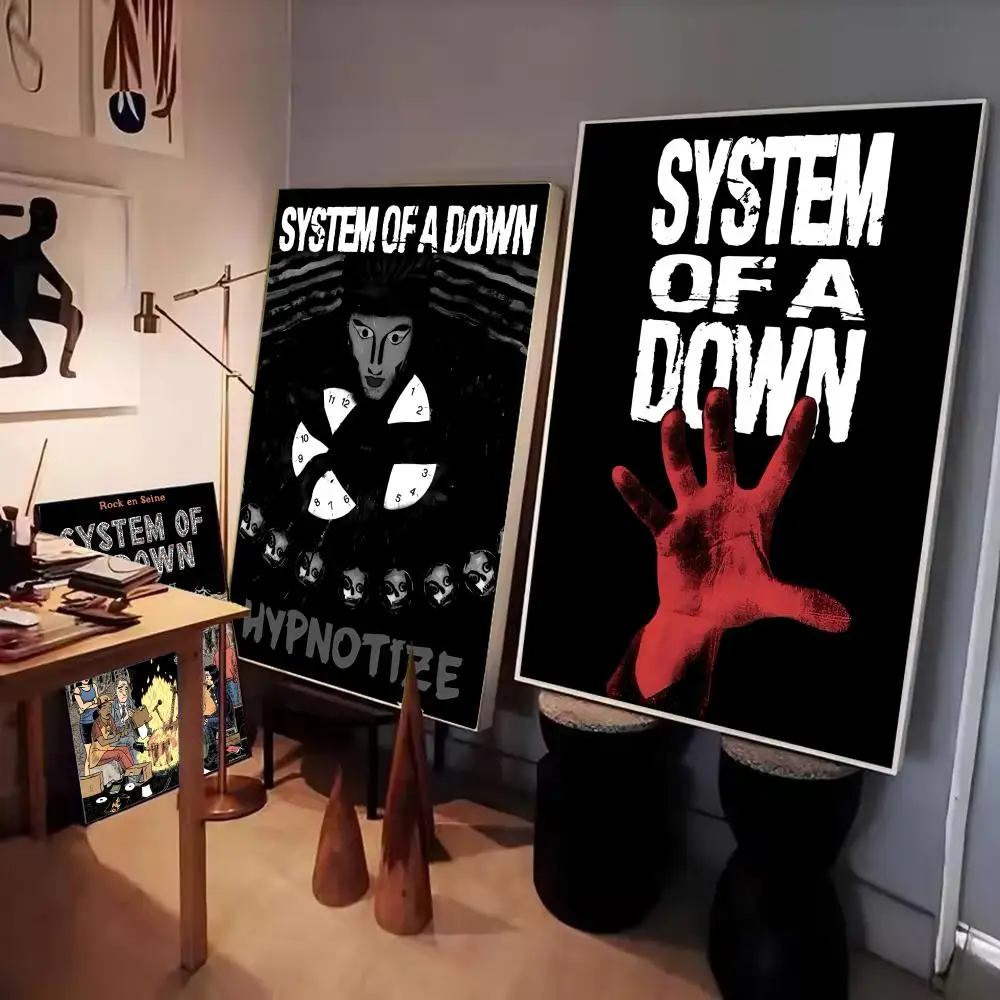 H-Heavy Metal Band S-System Of A Down Poster For Bar,Bedroom,living Room Aesthetic Design Waterproof Wall Decoration Sticker