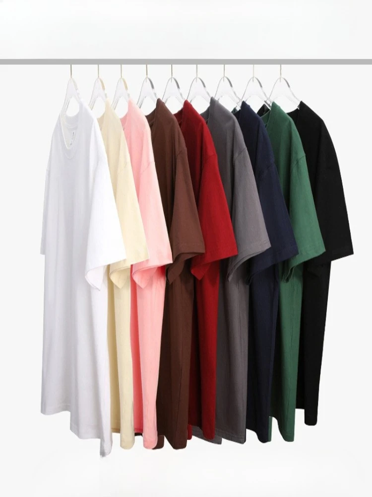 Neues Jugend-T-Shirt aus Reiner Baumwolle in Unifarbe 210g Gekämmte Baumwolle Kurzarm Rundhals Trendige Markenkleidung für Männer Locker Geschnitten