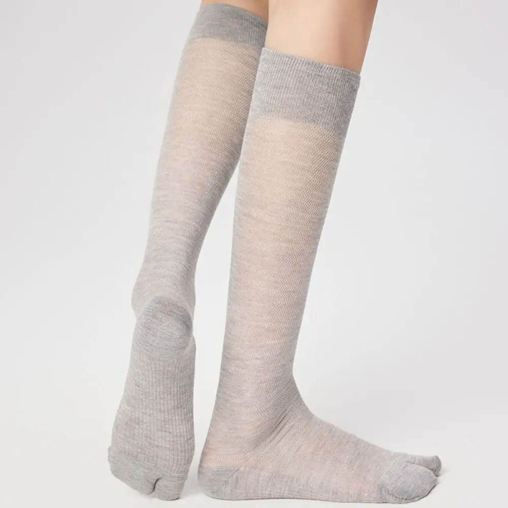 

Soft Solid Color Knee High Stockings Ultra-thin Mesh Ruffle Two Toe Socks Breathable JK Calf Long Socks Streetwear