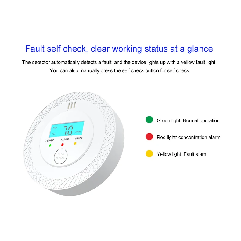 Carbon Monoxide Alarm Co Detector LCD Display Alarm Home Toxic Gas Leak Detector Fire Sound Poisoning Warning Alarm Sensor