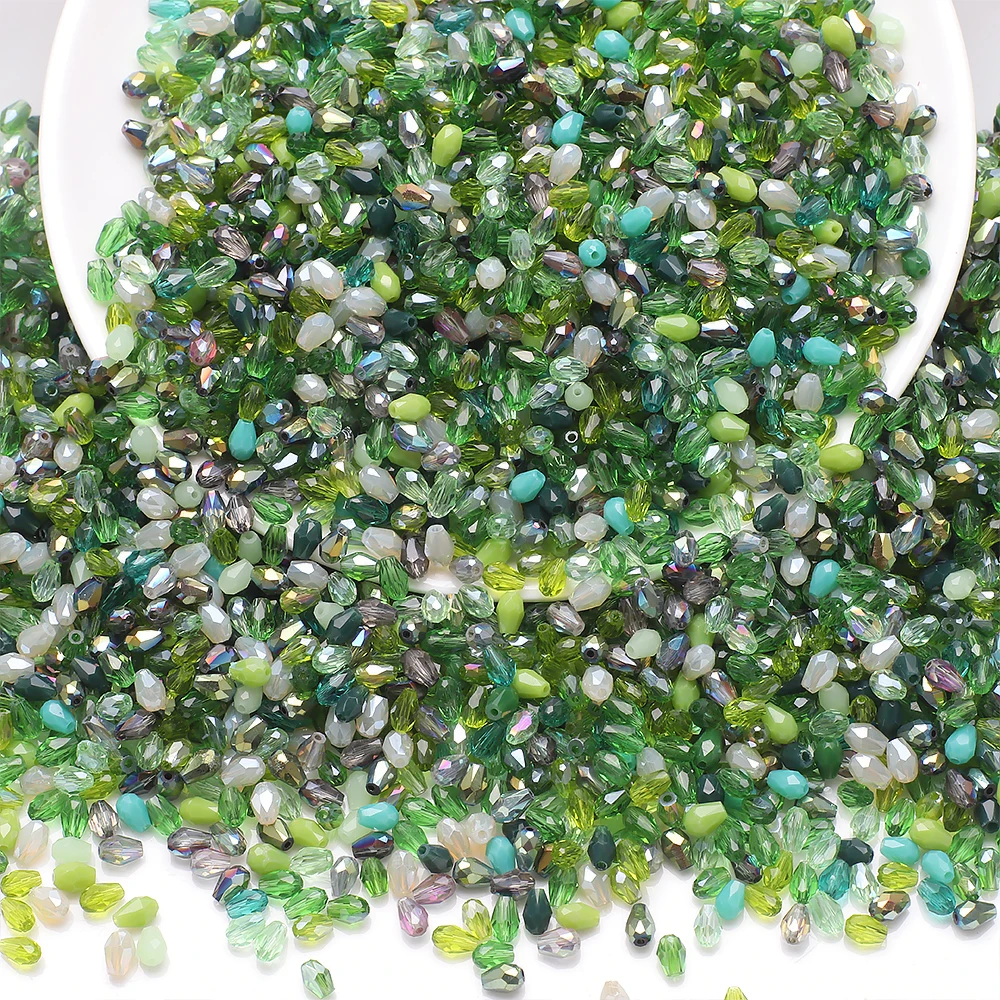 100Pcs/Lot 3x5mm Mixed AB Color Faceted Crystal Glass Teardrop Bead Pear Shape Loose Crafts for Jewelry Making DIY Garment Decor