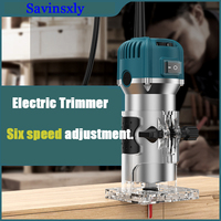 Compact Wood Router Tool 6 Speeds Adjustable Electric Hand Woodworking Trimmer Router 800W 33000r/min.