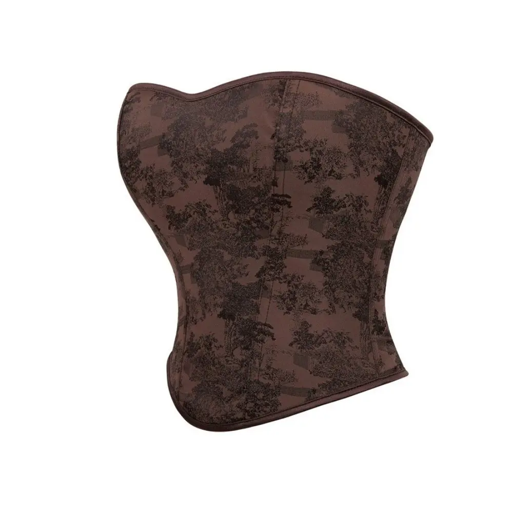 مشد بدون حمالات مطبوع بلون القهوة للنساء في عيد الميلاد والهالوين