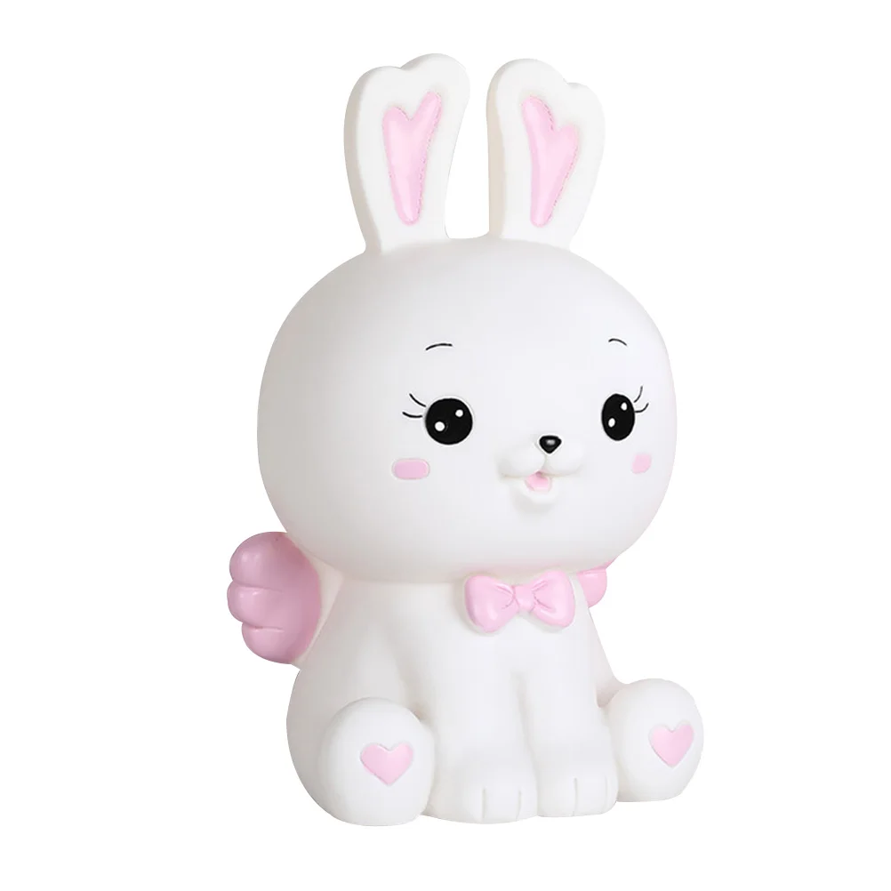 

Rabbit Shape Piggy Bank Coin Saving Toys Vinyl Kids Money Jar Desktop Home Adorn Storage Container Cartoon Style