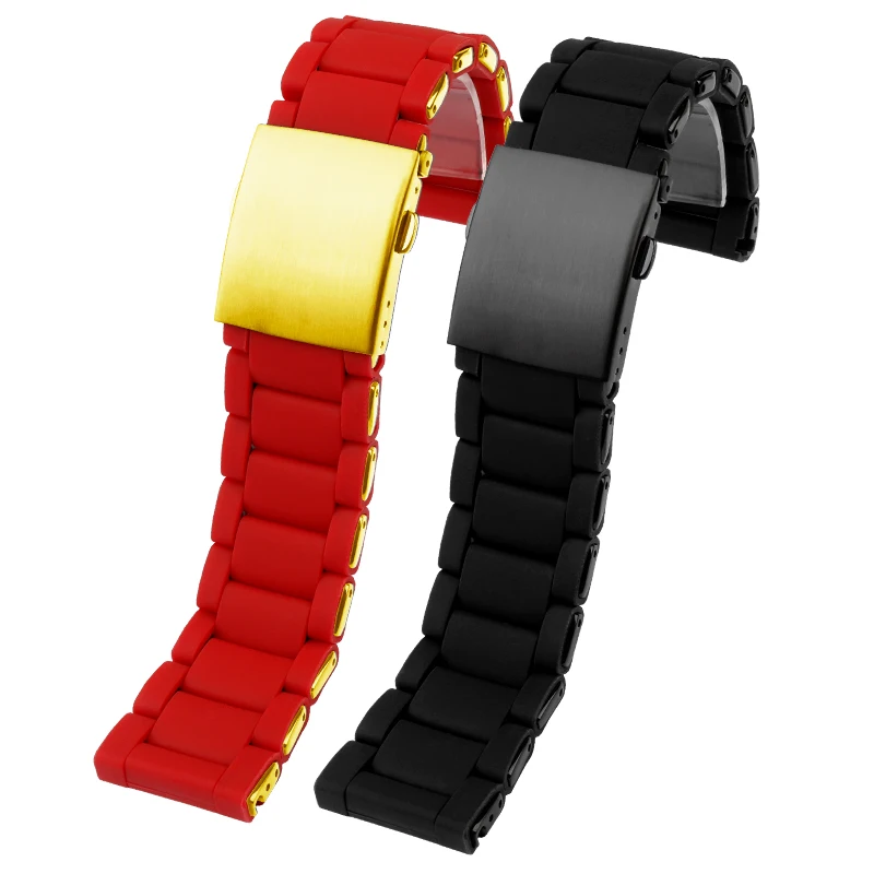 سوار ساعة من السيليكون من الفولاذ المقاوم للصدأ للرجال ، شريط مطاطي ، سوار ديزل ، DZ7396 ، DZ7370 ، DZ4289 ، DZ7370 ، DZ7395 ، 24 معصم ، 26 شخصا ، 28