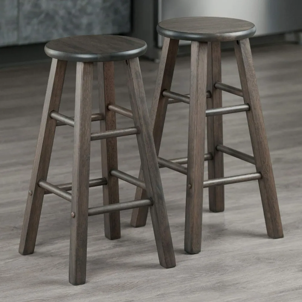 Bar Stools Set of 2, Counter Stools, Natural & White, 24