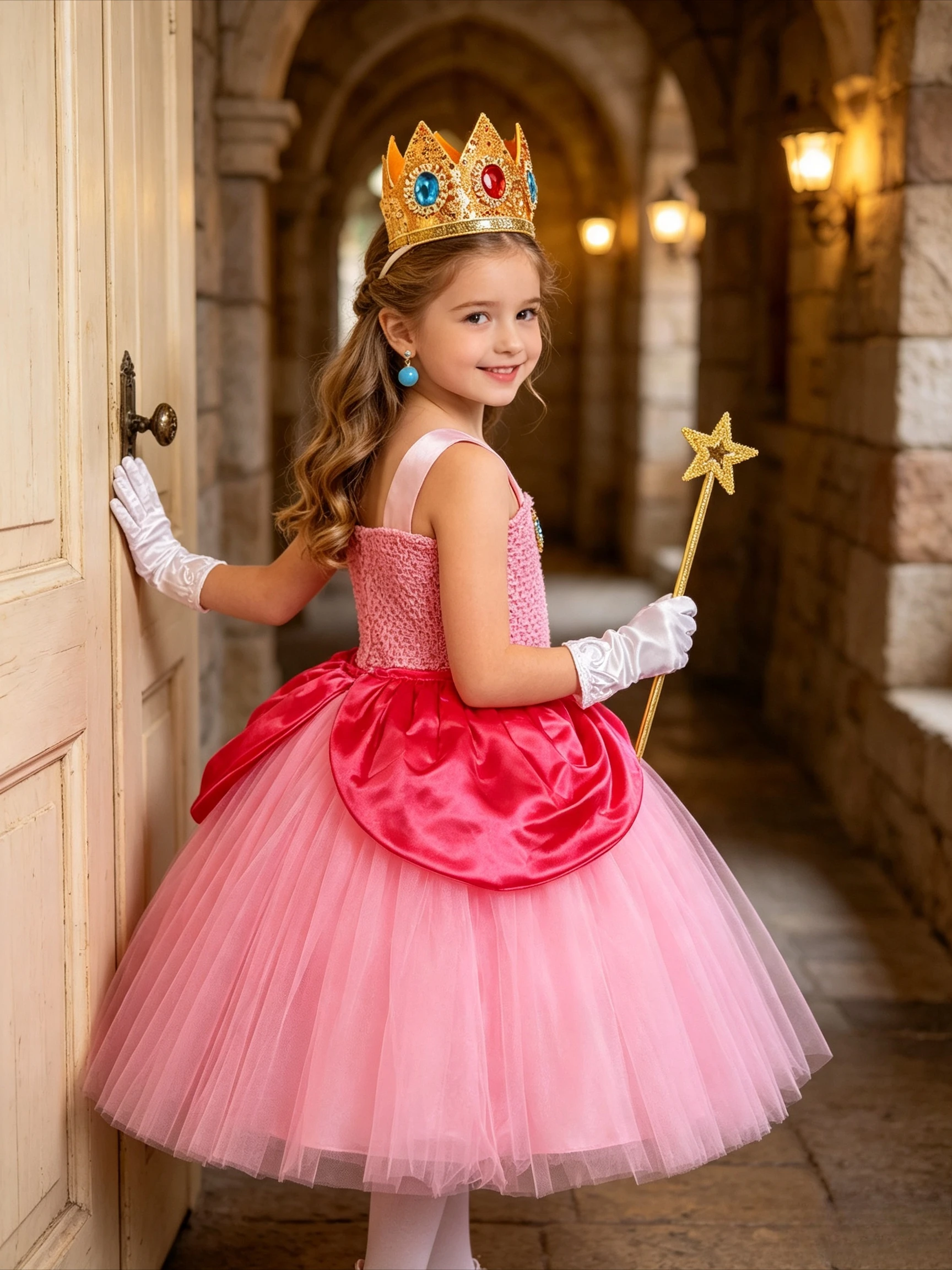 Halloween New Princess Dress for Girls Tutu Skirt Kids Elegant Outfit Birthday Party Wear with Crown Magic Wand Hair Accessories