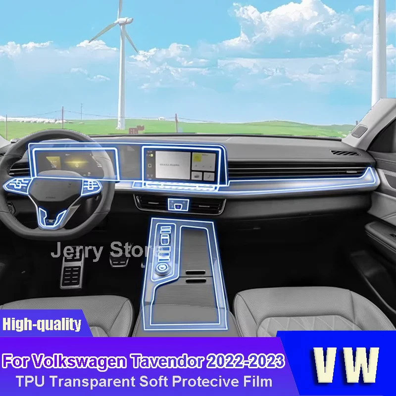 

Для Volkswagen Tavendor 2022-2023 салон автомобиля, центральная консоль, прозрачная защитная пленка из ТПУ, ремонтные автомобильные наклейки против царапин