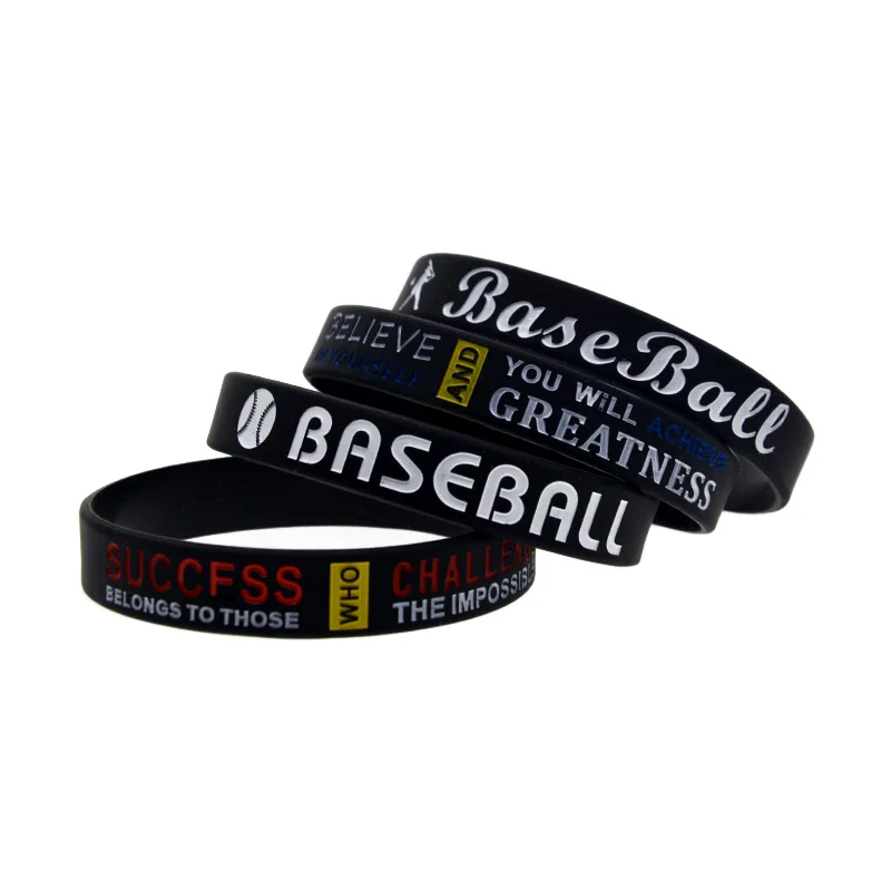 1 Pc Honkbal Siliconen Polsband Inspirerende Sport Cadeau Armband Zwart