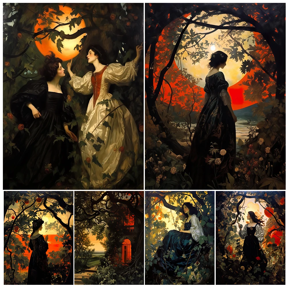 

The Girl In The Forest Vintage Wall Art Canvas Painitng Victorian Mysterious Girl Art Poster And Print Home Decoration Unframed