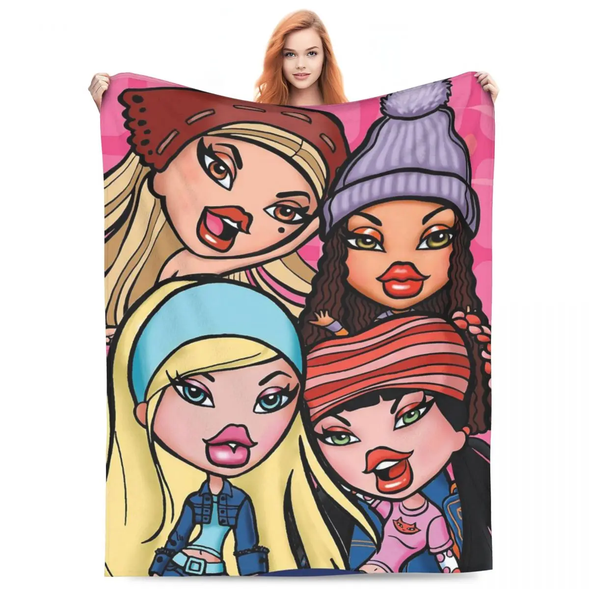 

Одеяло Bratzs для девочек, фланелевое одеяло для дивана, дышащие одеяла для дома, спальни, офиса, покрывало, одеяло