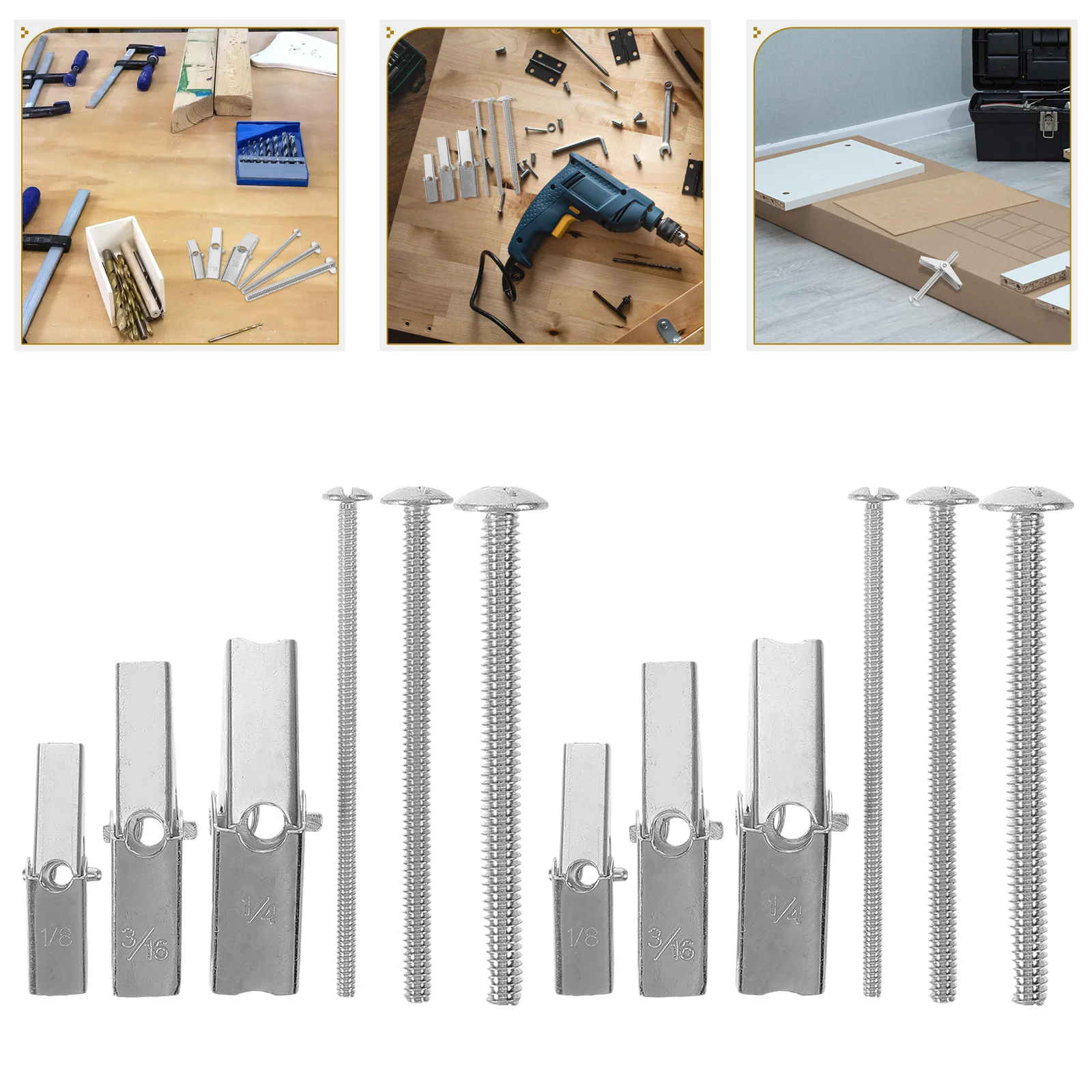 

24Pcs Durable Iron Toggle Bolts Spring Wing Drywall Anchors Heavy Duty Hollow Walls Repair Hanging Shelves Mirrors