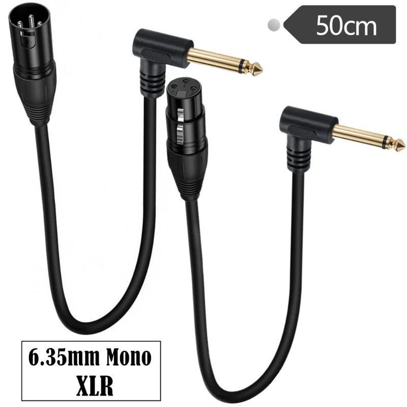 Right Angle Mono TS 6.35mm Male to 3P XLR Male Audio Adapter Cable Line 90 Degree TS Mono 6.35 Male XLR CANNON Female Cord Wire