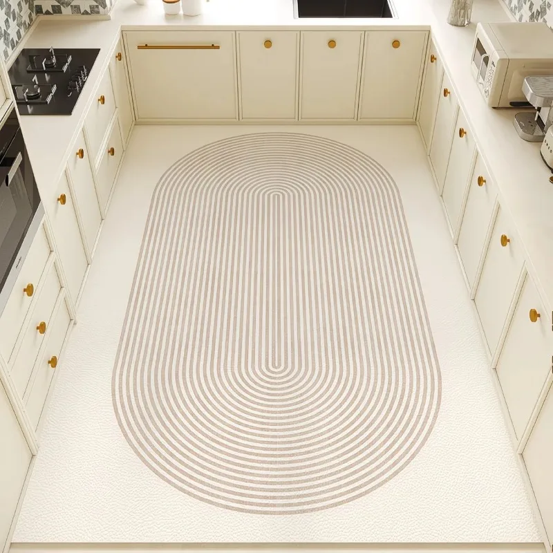 Minimalist PVC Kitchen Floor Mat Anti-fouling Oil-proof Easy Clean Carpets Non-slip Practical Balcony Leather Rugs Home Decor