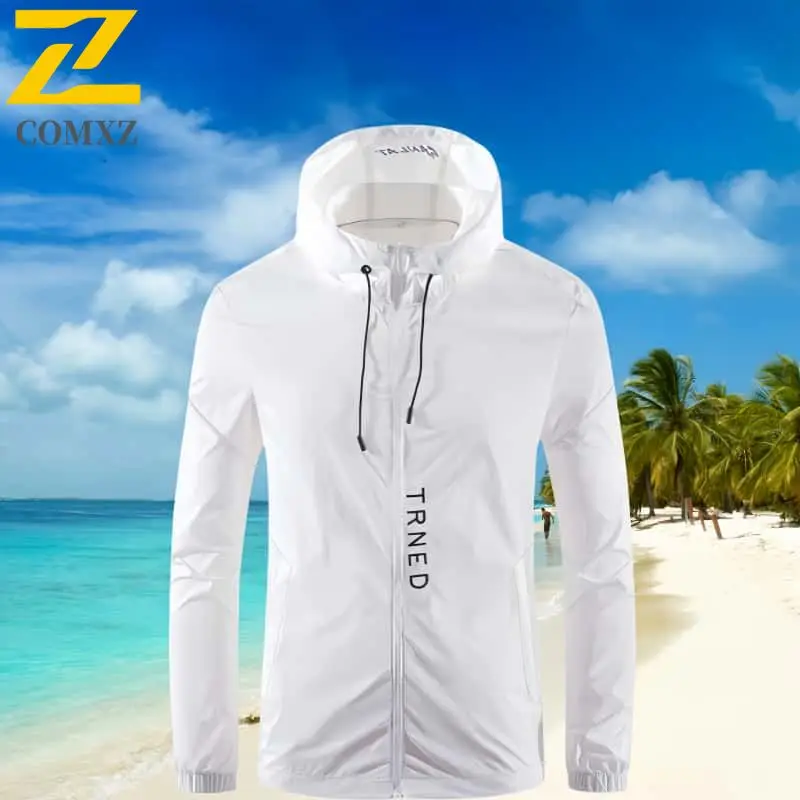 

Ice Silk Men's Sunscreen Jacket Ultra Light Breathable UV Resistant Cycling Hooded Skin Jacket Outdoor Camping and Fishing Jacke