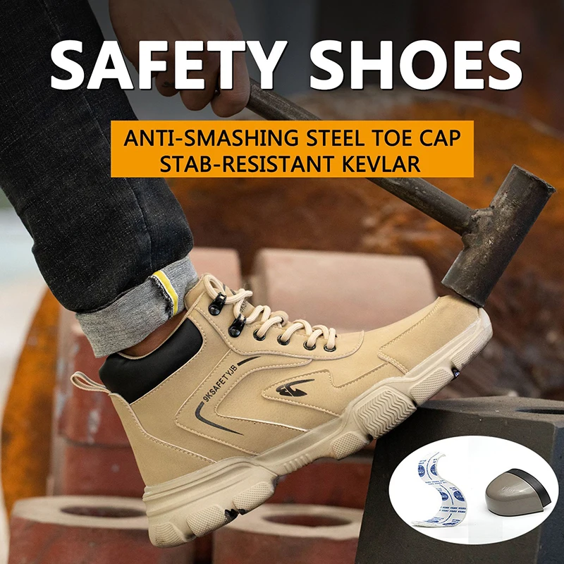 Light Breathable Men Work Safety Shoes Safety Boots Anti-smash Shoes Slip Resistant Sneakers