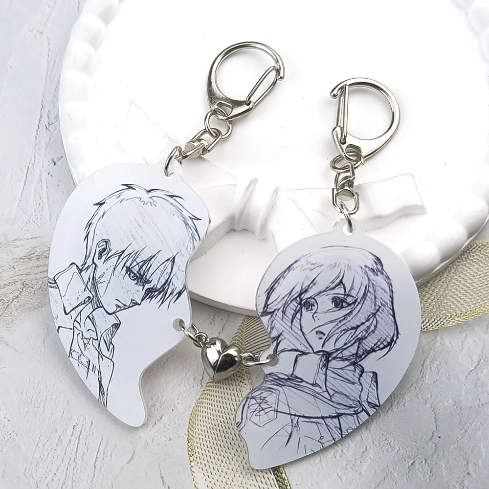 Attaque des Titans Eren Jaeger Mikasa Ackerman Porte-clés en acrylique créatif et distinctif de grande valeur, pendentif décoratif pour sac d'étudiant