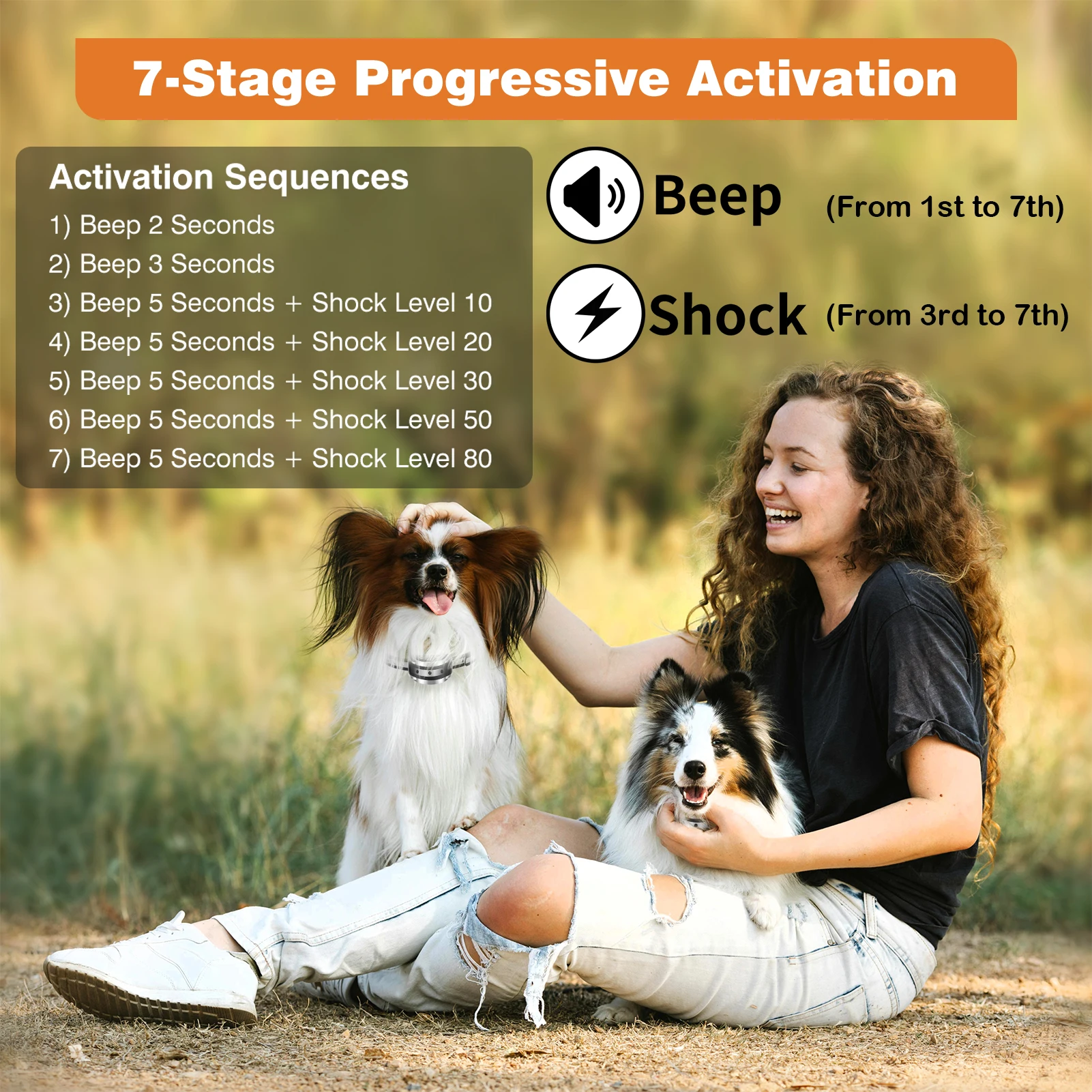 Automatic Anti-Barking Collar No Bark Collar with Beep & Static Correction IP67 Waterproof Dog Training Collar For All Dogs 2PCS