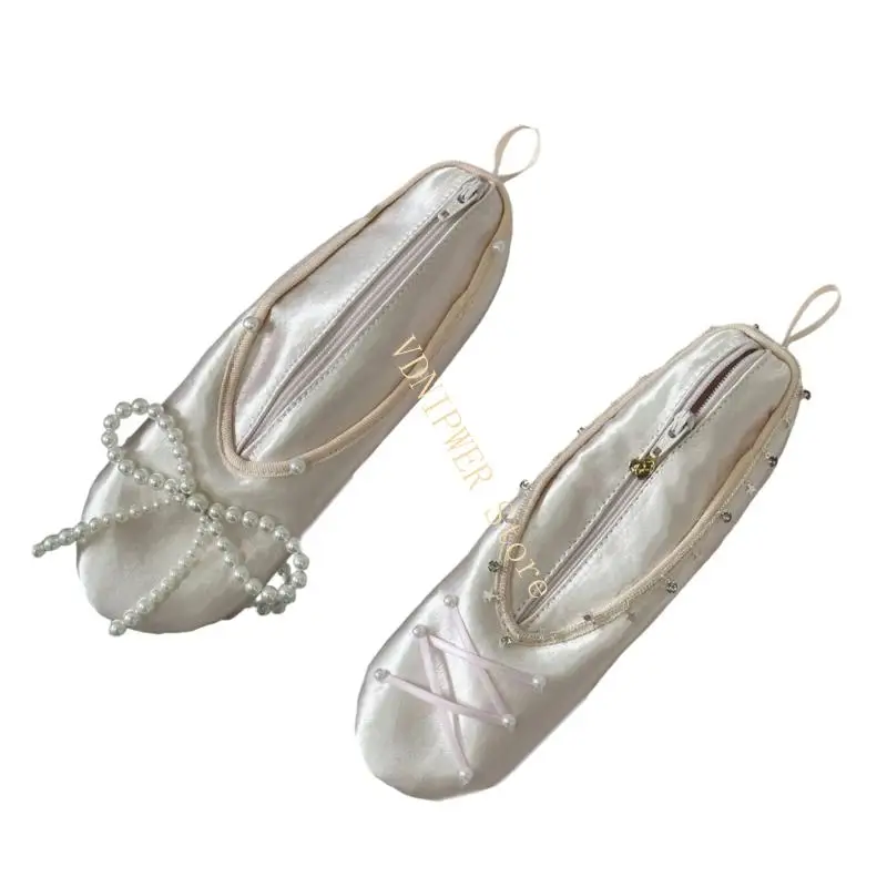 

Unique Ballet Flat Cosmetic Bag Featuring Secure Zipper And Star Accents D08E
