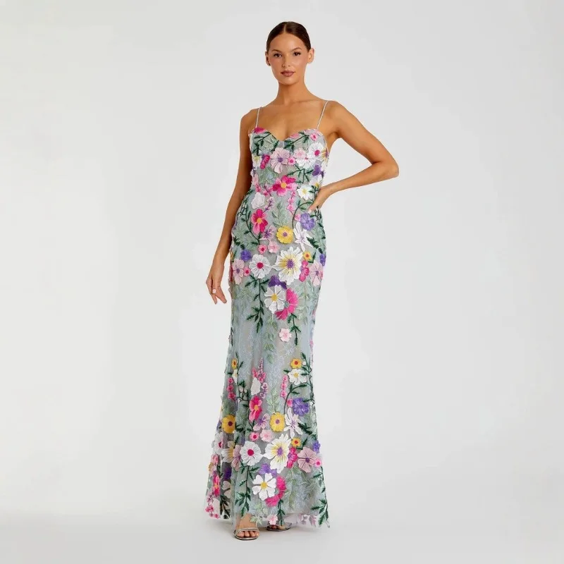 

Green Pink Embroidered Lace Mesh Fabric Flat Stitch Aquatic Grass Embroidery Soft Tulle Dress Material