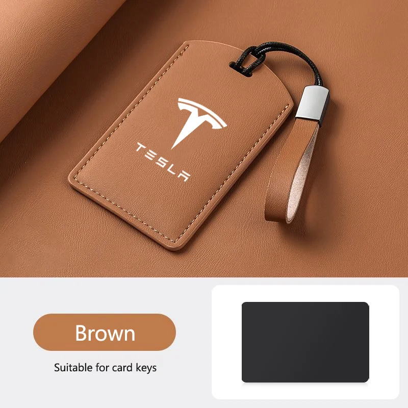 New Leather Car Smart NFC Card Key Cover Case Protector Shell Fob For Tesla Model 3 Model S Model X Model Y Keychain Accessories