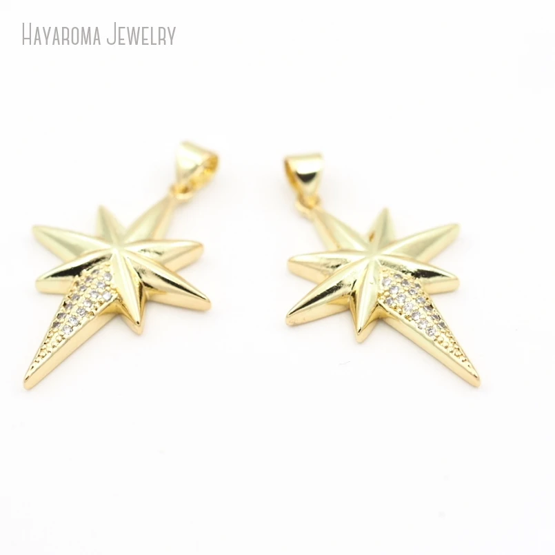 10Pcs Metal Copper Gold Color Jewelry Wholesale Stars Starburst North Star Pendant PM52956