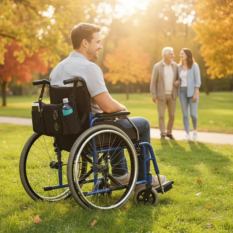 Wheelchair Side Carry Pouch with Cup Holder Large Capacity Storage Bag 1Pcs for Senior Outdoor Trip Daily Use