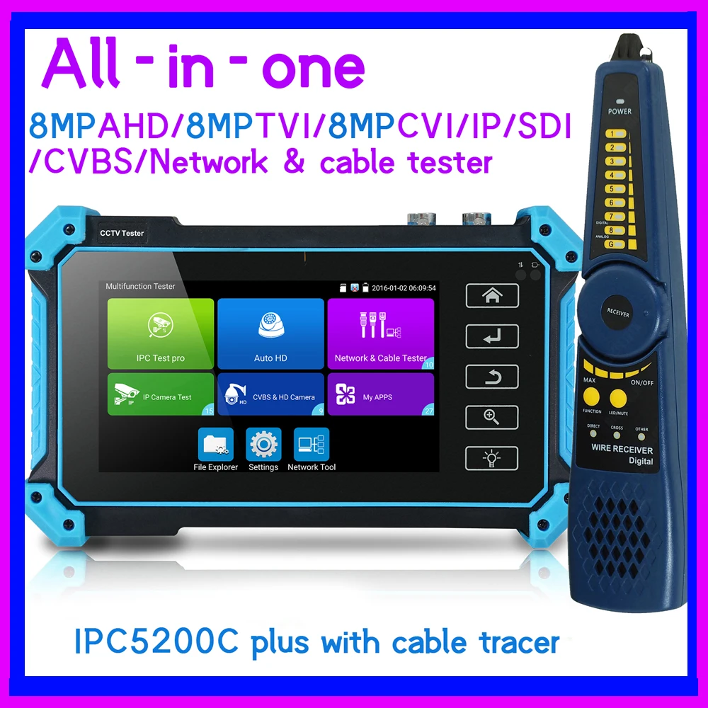 ipc 5200 Cctv Monitor Tester Hdmi Network Cable Tester Audio Monitor Analog Test Digital Ip Camera Tester Cftv Satellite Locator