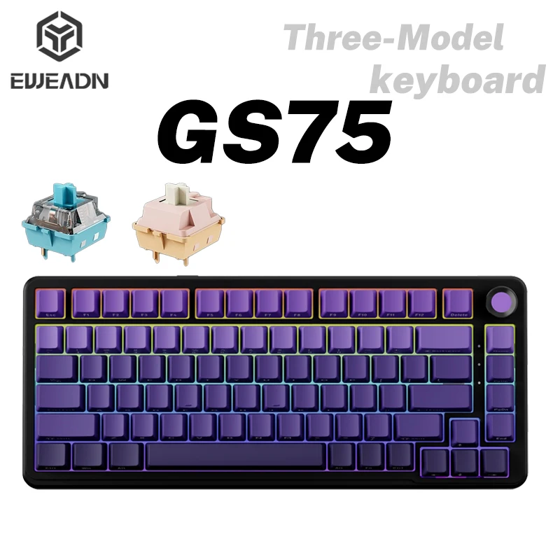 

EWEADN GS75 keyboard wireless three modes gaming mechanical magnetic keyboard RGB Hot Swap For PC/Laptop FPS