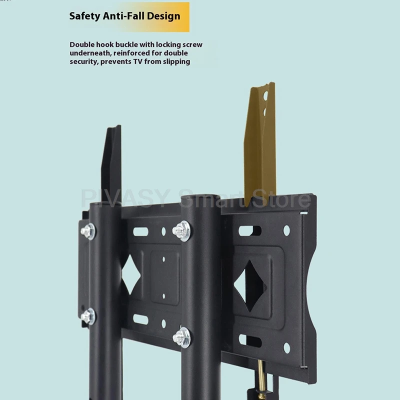 32-55インチユニバーサルフロアスタンドモバイルテレビスタンド高さ調節可能なローリングカートロック可能なホイール付き家庭用安全落下防止