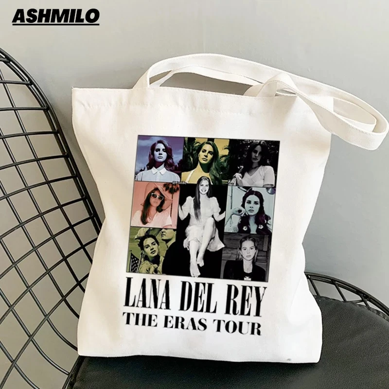 Lana Del Rey Printed Fans Bags Women Shopper Shoulder Bag Shopping Bags Girls Cartoon Canvas Fans Handbag High Capacity Tote Bag