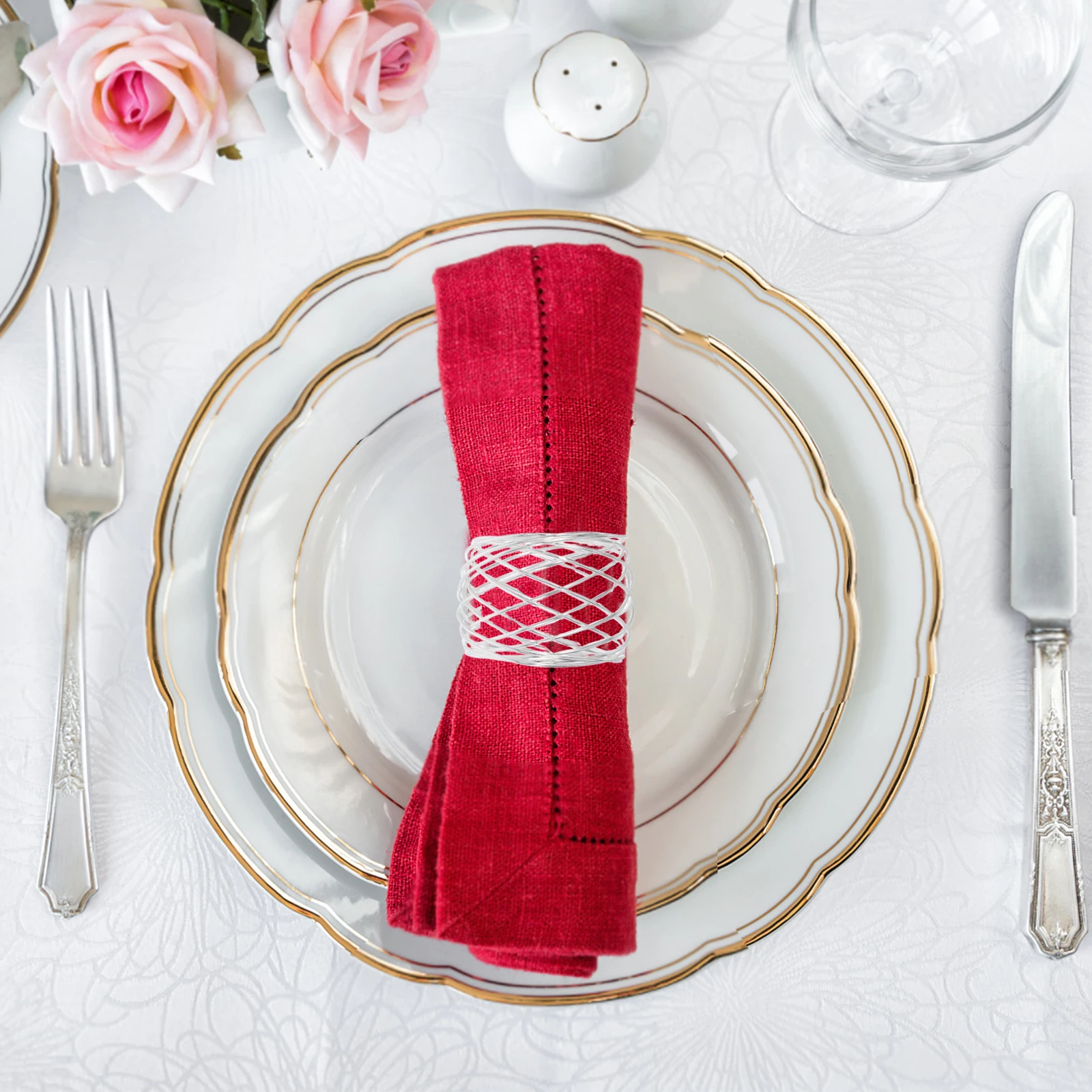 

6 Pcs Napkin Ring Cloth Napkins Holder Rings Dinner Table Holders Decor Metal Mesh Festival Decorate Banquet Circle
