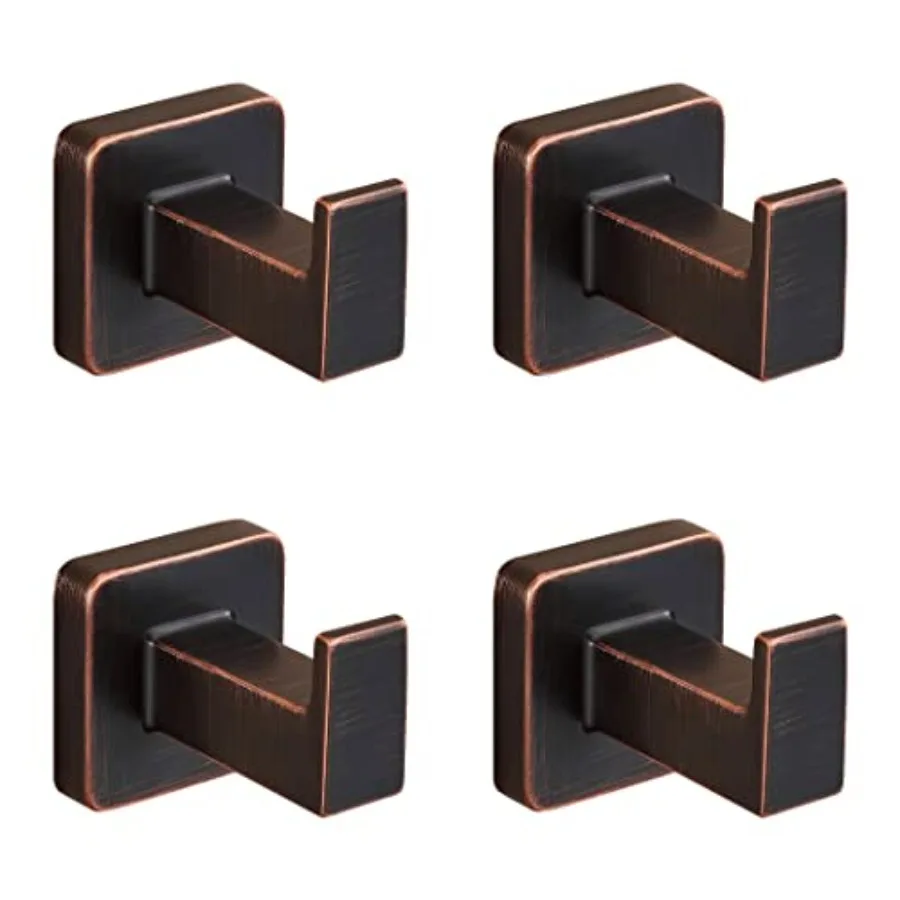 

Bronze Towel Hooks, Bathroom Robe Hook Wall Mounted, Square Wall Hat Coat Hooks 4 Pieces