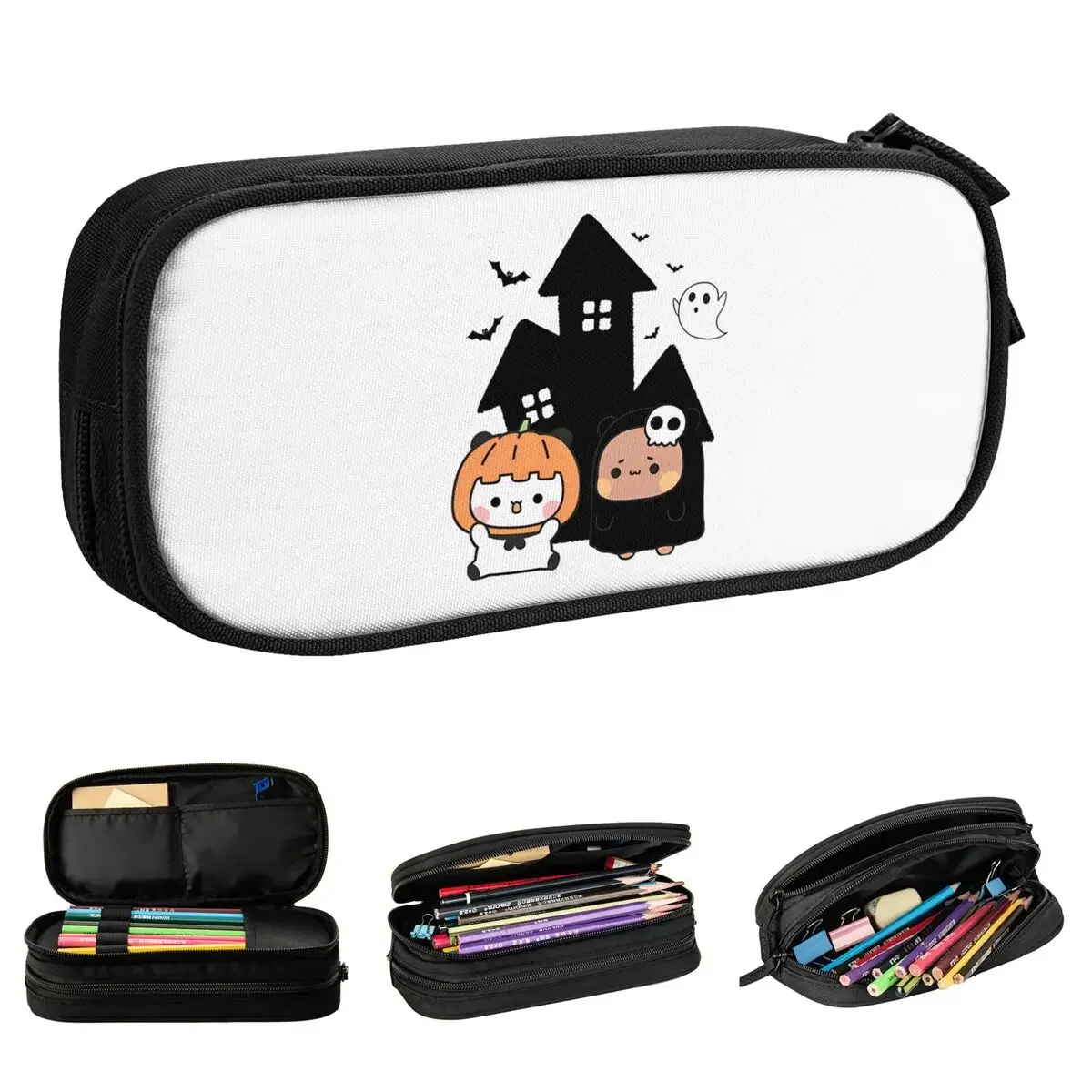 

Bears Bubu Dudu In Love Halloween Pumkin Pencil Case Fun Pen Box Bag Kids Large Storage Office Zipper Pencil Box
