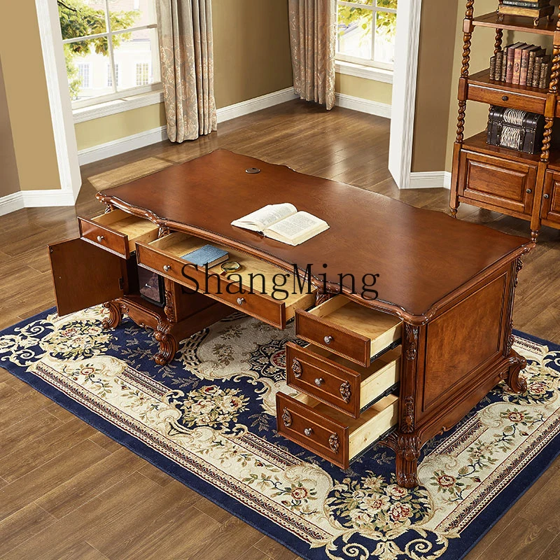 

CL wood writing desk luxury computerretro villa study desk solid