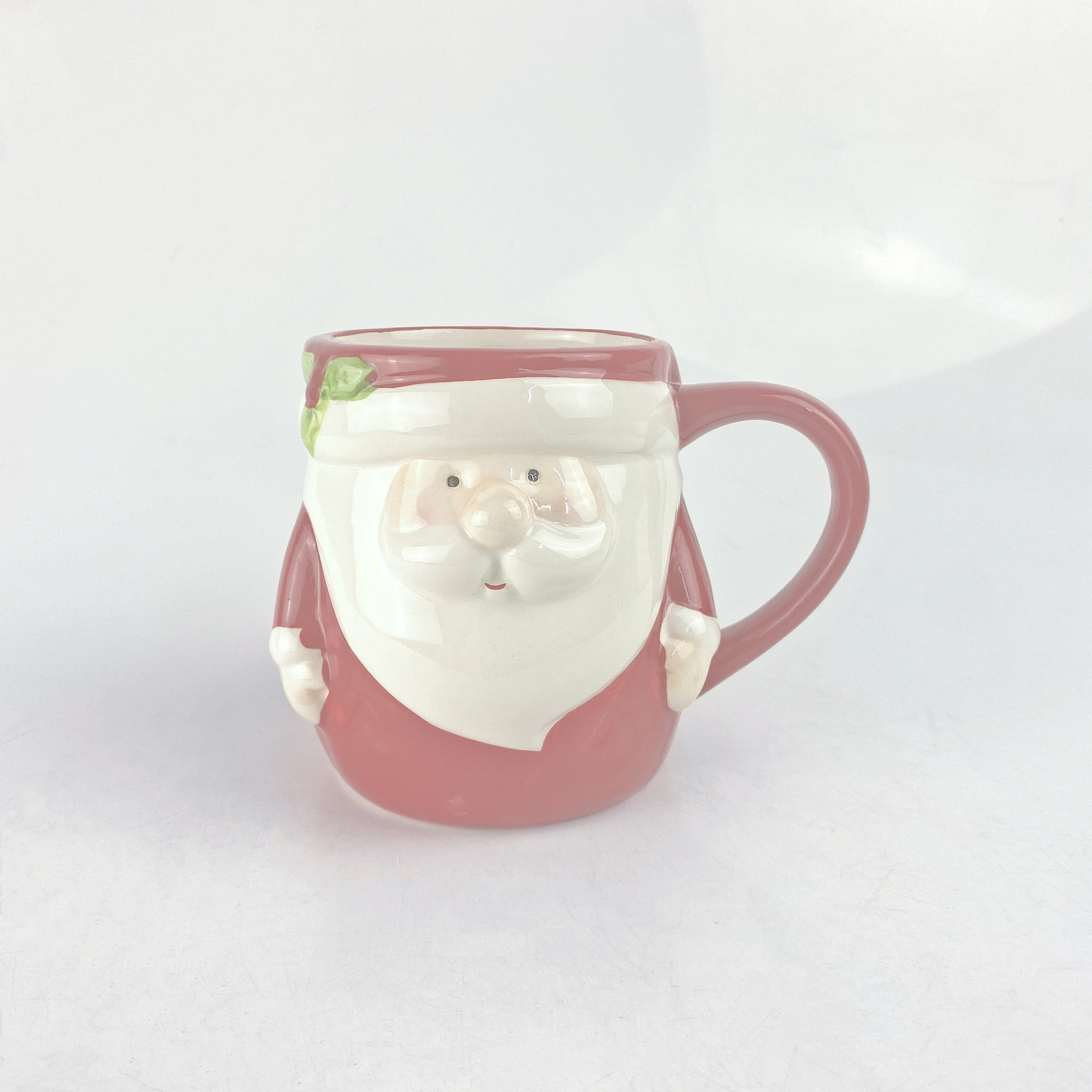 Ceramic 3d Christmas Coffee Cups Promotional Ceramic Santa Snowman Mug Porcelain Red Cup