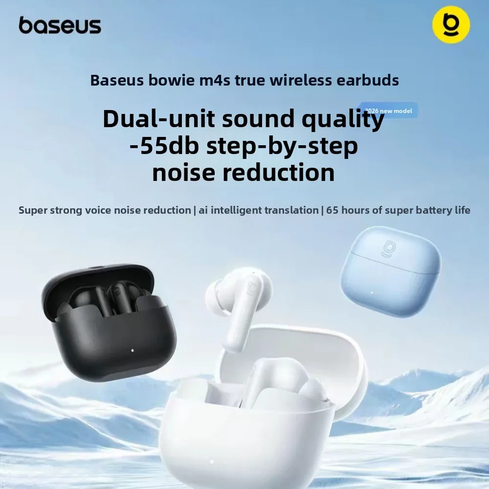 Baseus M4s In-Ear TWS Earbuds LDAC Hi-Res Audio Dual Driver 55dB Noise Reduction 6-Mic ENC Bluetooth 6.0 IP55 Sport Earphones