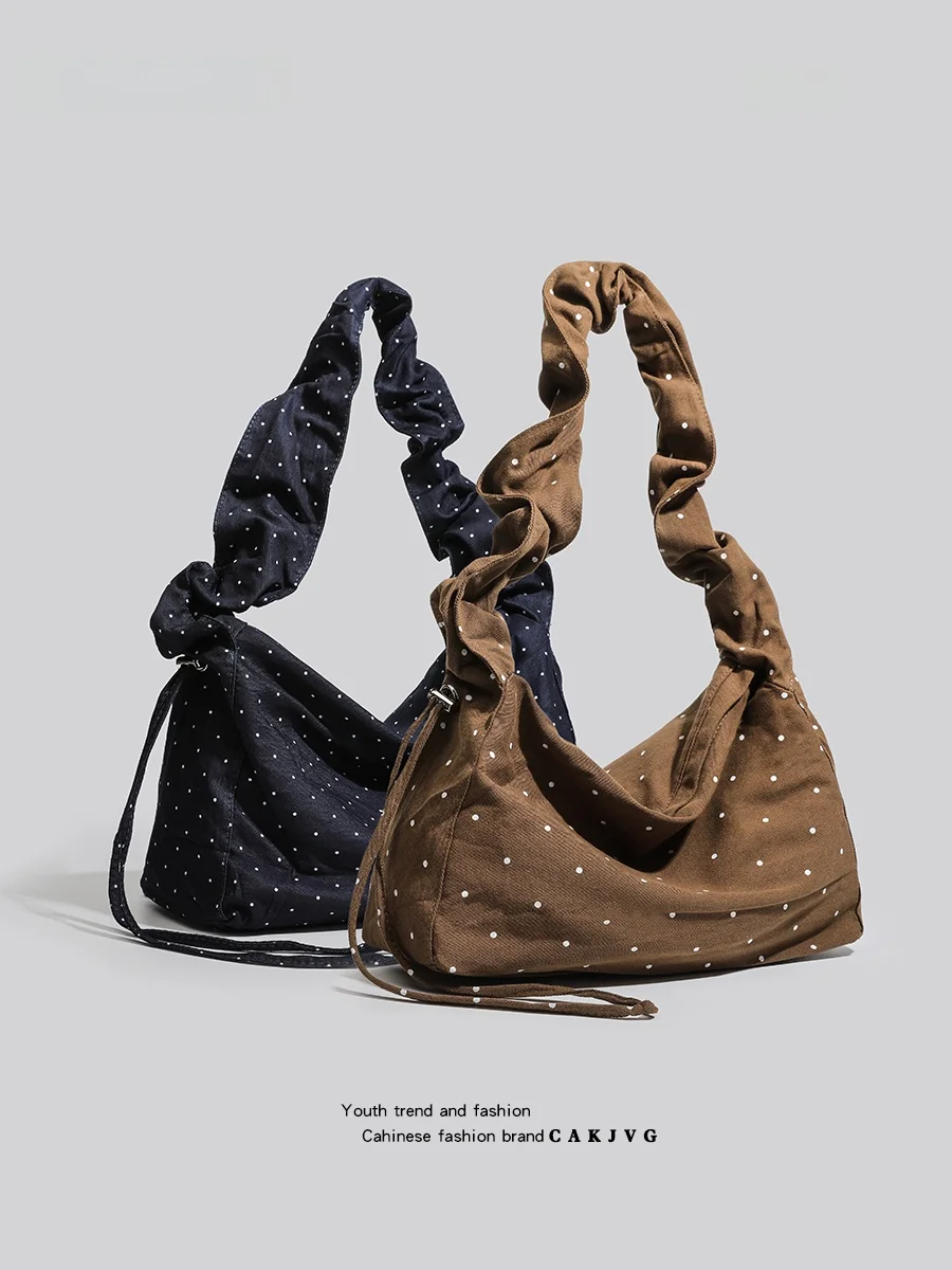 

CAKJVG, оригинальная корейская повседневная сумка в горошек, женская сумка через плечо, новинка 2025 года, универсальная сумка на одно плечо