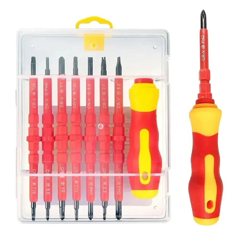 

8 In1 Insulated Screwdriver Set Magnetic Screw Driver Double Head Bit Slotted For Phillips For Torx Triangle Electrical Tools