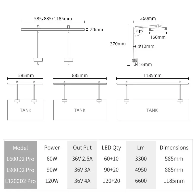 WEEK Aqua APP control Aquariums equipments lightings 90cm length RGB+UVA aquarium led grow lamp for plants