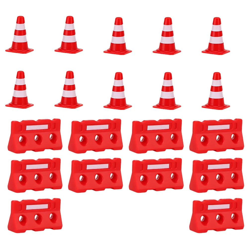 20 Pcs Road Cones Signs Roadblock Simulation Props Toys Miniature Traffic Child Kids Street Playset