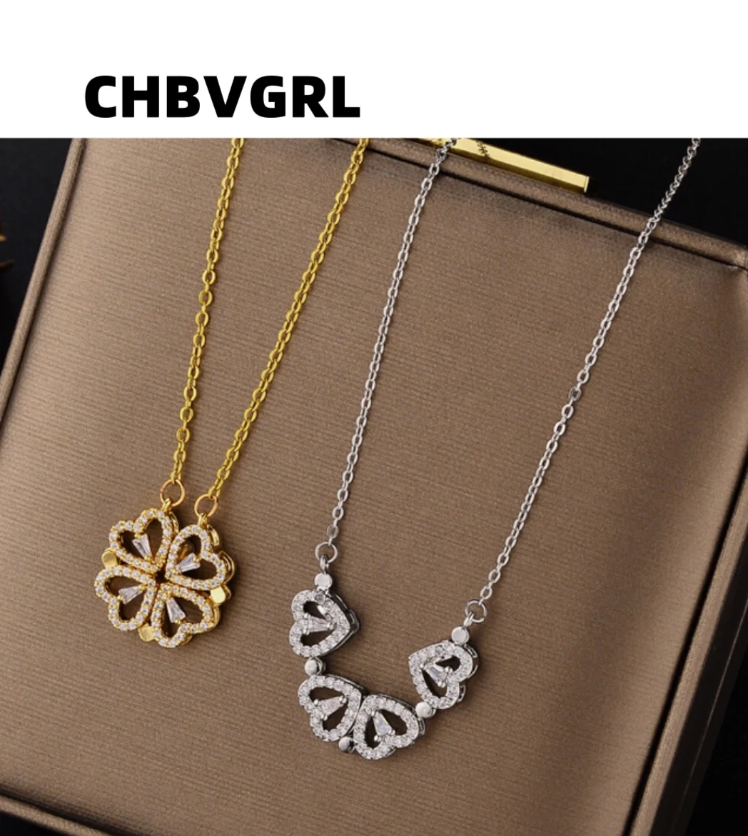 

Full zircon small love heart multi-wear love necklace women's luxury high-end feeling creative titanium collar chain temperament