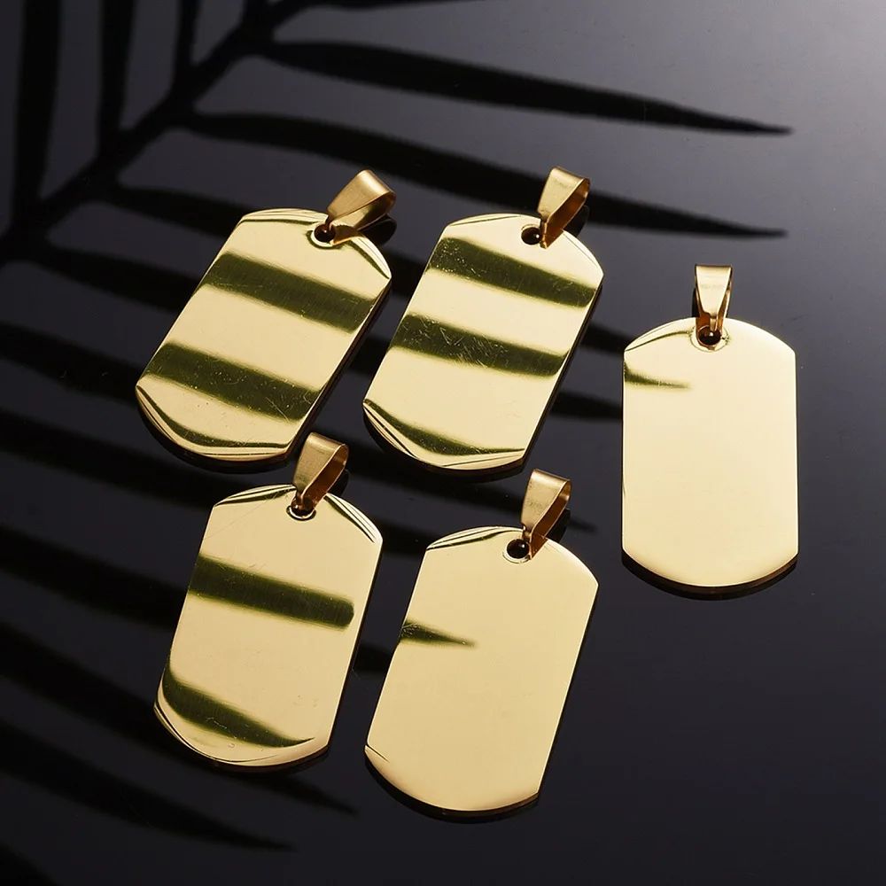 5pcs Rectangle 304 Stainless Steel Big Pendants Mirror Polished Finish Blank Stamping Tags for Laser Engraving Pet ID Tags
