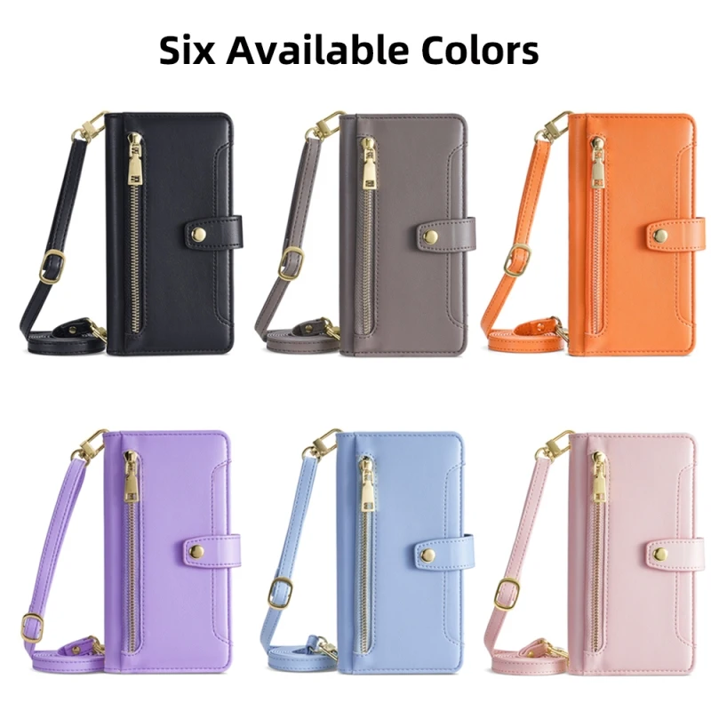 Zipper Wallet Multi Cards Flip Cover For VIVO IQOO U5 Neo6 10 Pro V17 Y21 Y32 S15 Y53s S15e S12 Removable Hand Strap Phone Case