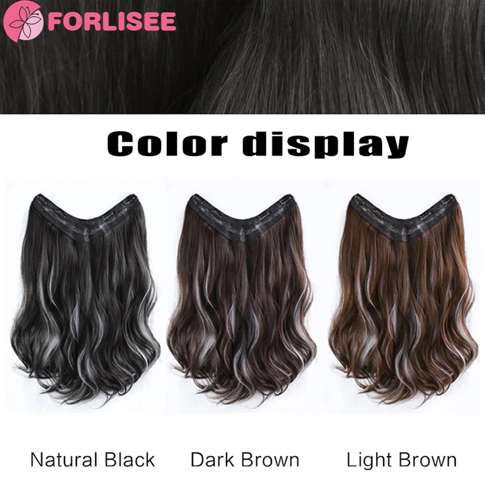 Synthetic Wig Piece Women\'s One Piece Hair Increase Volume Fluffy Traceless U-shaped Spot Dyed Long Curly Hair Extension